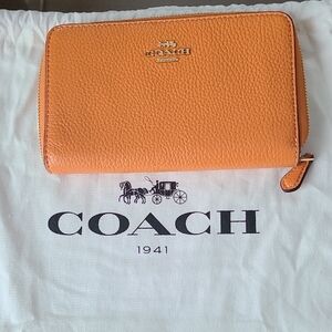 Coach Vibrant Orange Leather Wallet